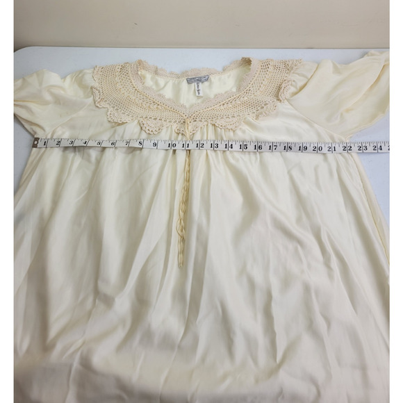 Vtg Neiman Marcus Bert Yelin Ivory Long Sleeve Nightgown Women's Size Medium - Picture 4 of 16